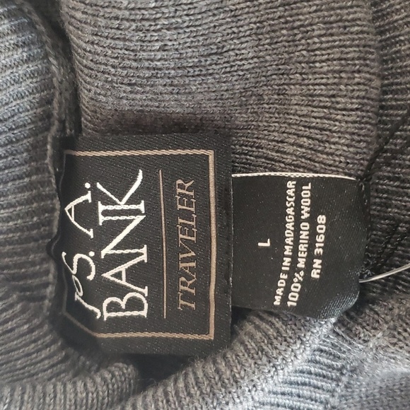 1886- JoS. A. Bank Traveler Charcoal Gray Merino Wool Turtleneck Sweater L NWT - Picture 5 of 5
